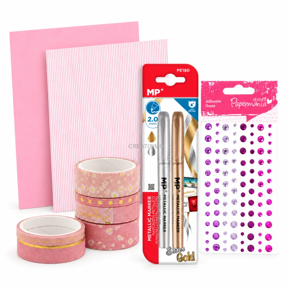 Mini ružová sada na journaling a scrapbooking