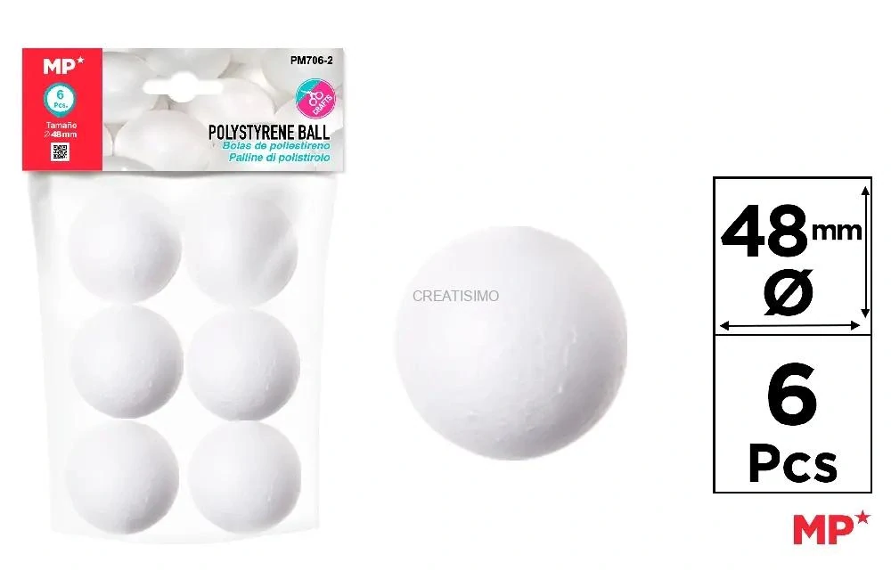 Polystyrénové gule ø 4,8 cm, 6 ks