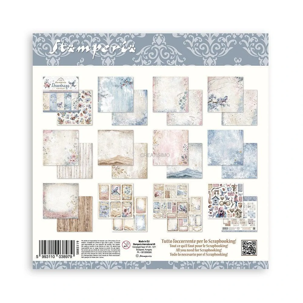 Obojstranné papiere "Dewdrops" na scrapbooking, 20,3 x 20,3 cm, 10 ks