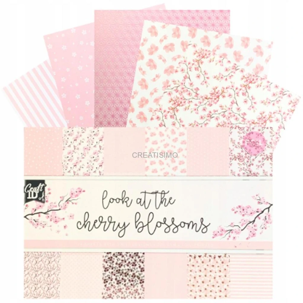 Sada jednostranných papierov Look at the Cherry Blossoms 230 g/m2, 11,5 × 16,5 cm, 24 listov
