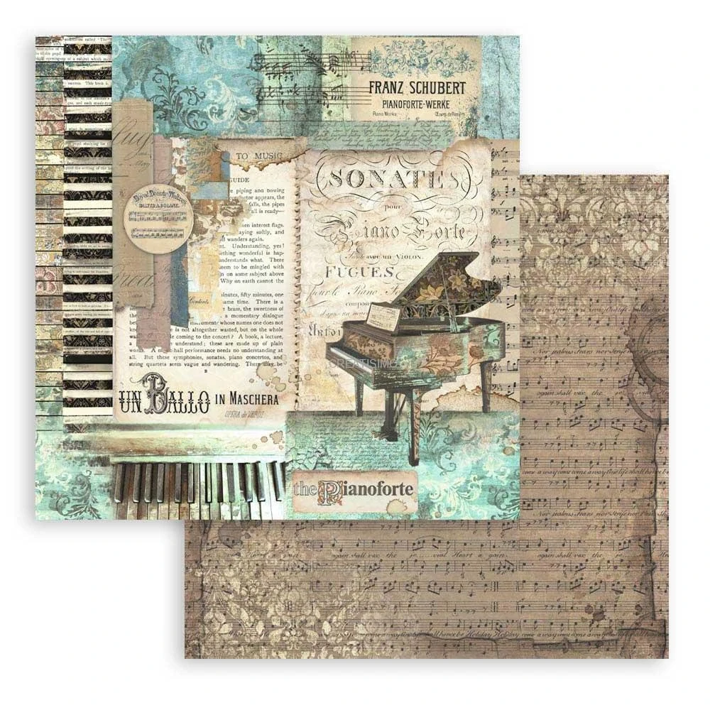 Obojstranné papiere "Music" na scrapbooking, 20,3 x 20,3 cm, 10 ks