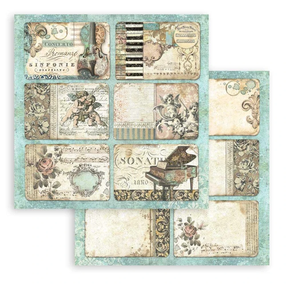 Obojstranné papiere "Music" na scrapbooking, 20,3 x 20,3 cm, 10 ks