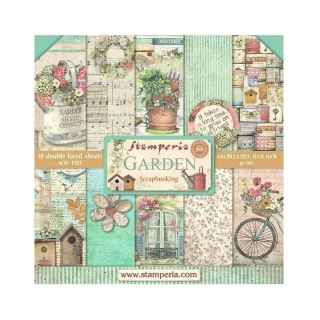 Obojstranné papiere "Garden" na scrapbooking, 20,3 x 20,3 cm, 10 ks