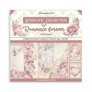 Obojstranné papiere "Romance Forever" na scrapbooking, 20,3 x 20,3 cm, 10 ks