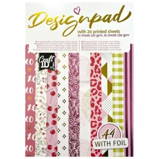 Sada vzorovaných papierov "Designpad" ružová A4, 20 listov