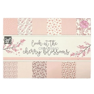 Sada jednostranných papierov Look at the Cherry Blossoms 230 g/m2, 11,5 × 16,5 cm, 24 listov